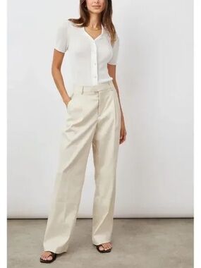 Rails Sand Wide-Leg Linen Blend Trousers